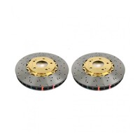 Clubspec 5000 2x Fully Assembled 2-Piece XS Cross-Drilled/Slotted Front Rotors w/Gold Hats for Skyline R32/33/34 GT-R 89-02