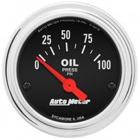 AUTOMETER GAUGE 2-1/16" OIL PRESSURE,0-100 PSI,AIR-CORE,TRADITIONAL CHROME # 2522