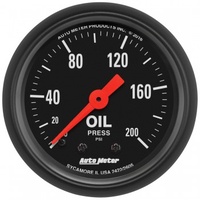 AUTOMETER GAUGE 2-1/16" OIL PRESSURE,0-200 PSI,MECHANICAL,Z-SERIES # 2605