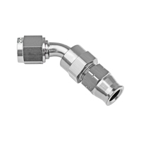 Proflow 1/2in. Tube 45 Degree To Female -08AN Hose End Tube Adaptor Silver
