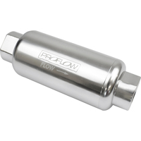 Proflow Fuel Filter Inline Mount 10 Microns Billet Aluminium Silver Anodised 140mm length -10 AN Inlet/Outlet