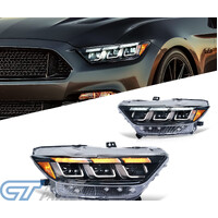 Tri-LED DRL Dynamic LED Headlights for 2015-2017 Ford Mustang GT350 GT500 head lights