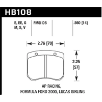 Hawk Performance HT-10 Brake Pads for AP Racing/Formula Ford 2000 HB108S.560