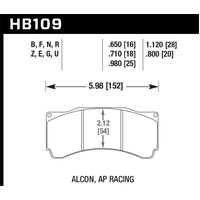 Hawk Performance DTC-60 Front Brake Pads for Alcon CAR89 TA6/AP Racing CP5060/CP5555 18mm (6-Piston) HB109G.710