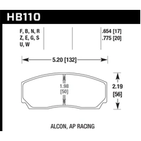Hawk Performance HP+ Front Brake Pads for AP Racing CP3307/CP3620/CP3720/CP4890 17mm HB110N.654