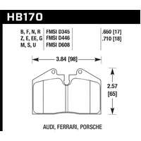 Hawk Performance HP+ Front/Rear Brake Pads for Alcon CAR36/Ferrari 348, 355, 456, 512/Porsche 911/928/944/968 (4-Piston) HB170N.650