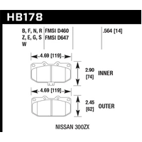 Hawk Performance HPS Street Front Brake Pads for Subaru WRX 01-07/Nissan S14/S14/R32/R33/R34 HB178F.564