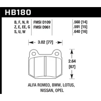 Hawk Performance HP+ Rear Brake Pads for STI/Evo/GTR/350Z/BRZ/86 (Brembo) HB180N.560