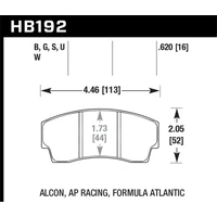 Hawk Performance DTC-70 Front Brake Pads - AP Racing CP4567/CP5040/CP5100/CO6760 16mm (6-Piston) for AP Racing CP4567/CP5040/CP5100/CO6760 16mm (6-Pis