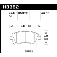 Hawk Performance HPS 5.0 Front Brake Pads for Subaru WRX/STI 94-98/Impreza 94-00/Liberty 93-03/Forester 97-02 HB352B.665