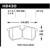 Hawk Performance HPS 5.0 Pads Rear for Ford Fiesta ST WZ 13-18 HB430B.547