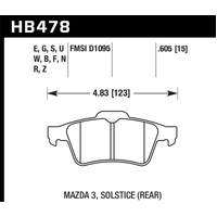 Hawk Performance DTC-60 Rear Brake Pads for Mazda 3/Ford Focus/Volvo C30/S40/V50 HB478G.605