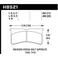 Hawk Performance HPS 5.0 Front Brake Pads for Wilwood Superlite (20mm Thickness) HB521B.800