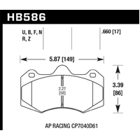 Hawk Performance HP+ Front Brake Pads for HSV VE/VF/AP Racing CP7040 (4-Piston) HB586N.660
