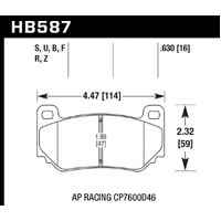Hawk Performance DTC 70 Brake Pads for Lotus Exige/HSV VZ w/ AP Racing CP7600 16mm (4-Piston) HB587U.630