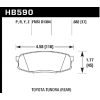 Hawk Performance Super Duty Rear Brake Pads for Toyota Landcruiser 200 & Tundra 2007-2021 (Rear) HB590P.682