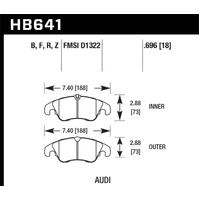 Hawk Performance Ceramic Front Brake Pads for Audi A4, S4 B8/A5, S5 8T/Q5 8R HB641Z.696