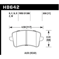 Hawk Performance HPS 5.0 Rear Brake Pads for Audi A4, S4 B8/A5, S5 8T/Q5 8R HB642B.658
