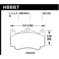 Hawk Performance HPS 5.0 Front Brake Pads for Porsche 911 996 Turbo/Carrera 4S HB667B.622