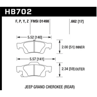 Hawk Performance Ceramic Rear Brake Pads for Jeep Grand Cherokee WK2 11-16 (Excl SRT) HB702Z.662