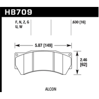 Hawk Performance HPS 5.0 Front Brake Pads for Alcon CAR97 Mono 6 16mm (6-Piston) HB709B.630