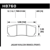 Hawk Performance Ceramic Brake Pads for Alcon CAR97 Mono 6 HB760Z.620
