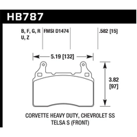Hawk Performance HP+ Front Brake Pads for Holden Commodore SS SS-V VF/Chevrolet Camaro SS (4-Piston Brembo) HB787N.582