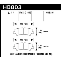 Hawk Performance Ceramic Rear Brake Pads for Ford Mustang GT/Ecoboost FM/FM 15-21 (Brembo) HB803Z.639