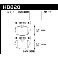 Hawk Performance HPS 5.0 Pads for BMW M2 G87/M3 G80, G81/M4 G82, G83/M-Sport Upgrade Calipers (Rear) HB820B.675