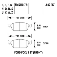 Hawk Performance HPS 5.0 Front Brake Pads for Ford Focus ST LW/LZ 11-18 HB851B.680