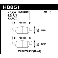 Hawk Performance Ceramic Front Brake Pads for Ford Focus ST LW/LZ 11-18 HB851Z.680
