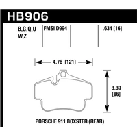 Hawk Performance HPS 5.0 Rear Brake Pads for Porsche 911 996 Turbo/Carrera 4S HB906B.634