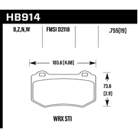 Hawk Performance DTC-30 Rear Brake Pads for Subaru STI 18-21 (Brembo) HB914W.580