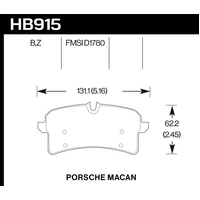 Hawk Performance Ceramic Rear Brake Pads for Porsche Macan Turbo 15-18 HB915Z.664