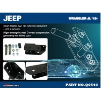 REAR TRACK BAR RELOCATION BRACKET LIFT 4 INCHES JEEP, WRANGLER, WRANGLER UNLIMITE JL 18-PRESENT, JLU 18-PRESENT