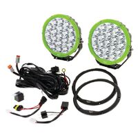 Hulk 4x4 Pkt 2 7" Rnd LED Driving Lamp Kit 9-36V 106W 19 LEDs Green