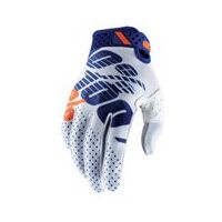 100% Ridefit White/Navy Gloves