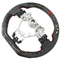 PSR D Shape Steering Wheel Leather/Carbon w/Red Stitching for Subaru WRX/STI 15-21