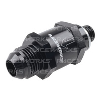 Raceworks One Way Valve M12X1.5 To AN-6 AN-8 RWF-612-08BK
