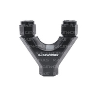 Raceworks Y Block 2X Female Swivels 1X O-Ring Port  RWF-939-06-08BK
