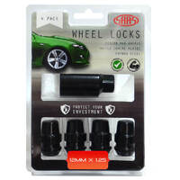 Lock Nuts Splined Acorn Bulge 12mm x 1.25 Black Pk 4