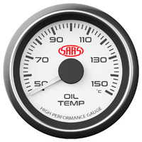 Oil Temp Gauge 50c-150c 52mm White Muscle Series