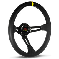 Steering Wheel Leather 14" ADR Deep Dish Black Slotted + Indicator