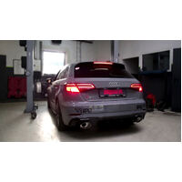 IPE (STAINLESS)EXHAUST SYSTEM-Catless Front Pipe + Mid Pipe + Valvetronic Muffler + Tips(Chrome Black)(RS3 (8V) Sportback(2015 - 2016))