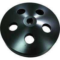 Proflow Power Steering Pulley Saginaw V-belt Style 1-groove Aluminum Black 5.80 in. O.D. Chev Keyway Each