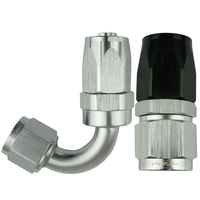 Proflow 180 DEG HOSE END -08 BLACK/SILVER