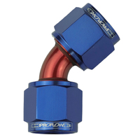 Proflow 45 Degree Female Flare Union Swivel Hose End -3AN Blue