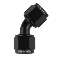 Proflow 45 Degree Female Flare Union Swivel Hose End -06AN Black
