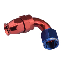 Proflow Aluminium 150 Degree Hose End Hose End For -08AN PTFE Hose Red/Blue