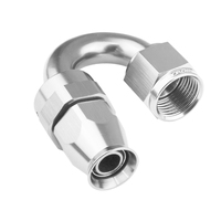 Proflow Aluminium 180 Degree Hose End Hose End For -04AN PTFE Hose Polished